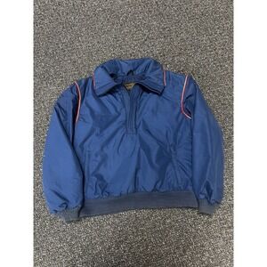 Vintage 1980s Goose Down Blue Quarter Zip Up Jacket Rare Collared Large
